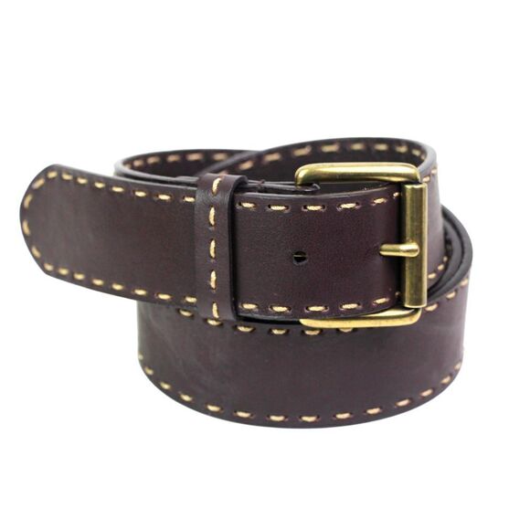 Anne Klein BROWN REAL LEATHER STITCH 1.5"Wd DRESS CASUAL WOMEN'S BELT Sz XL (I32 - Picture 2 of 16